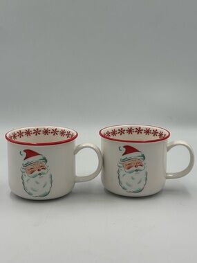 Retro Santa’s Chalet Christmas Petite Ceramic Mugs from World Market Set of 2